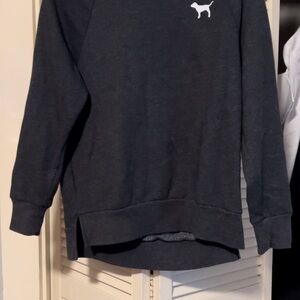 Victoria's Secret Pink Gray Pullover Hoodie Rainbow Back Design